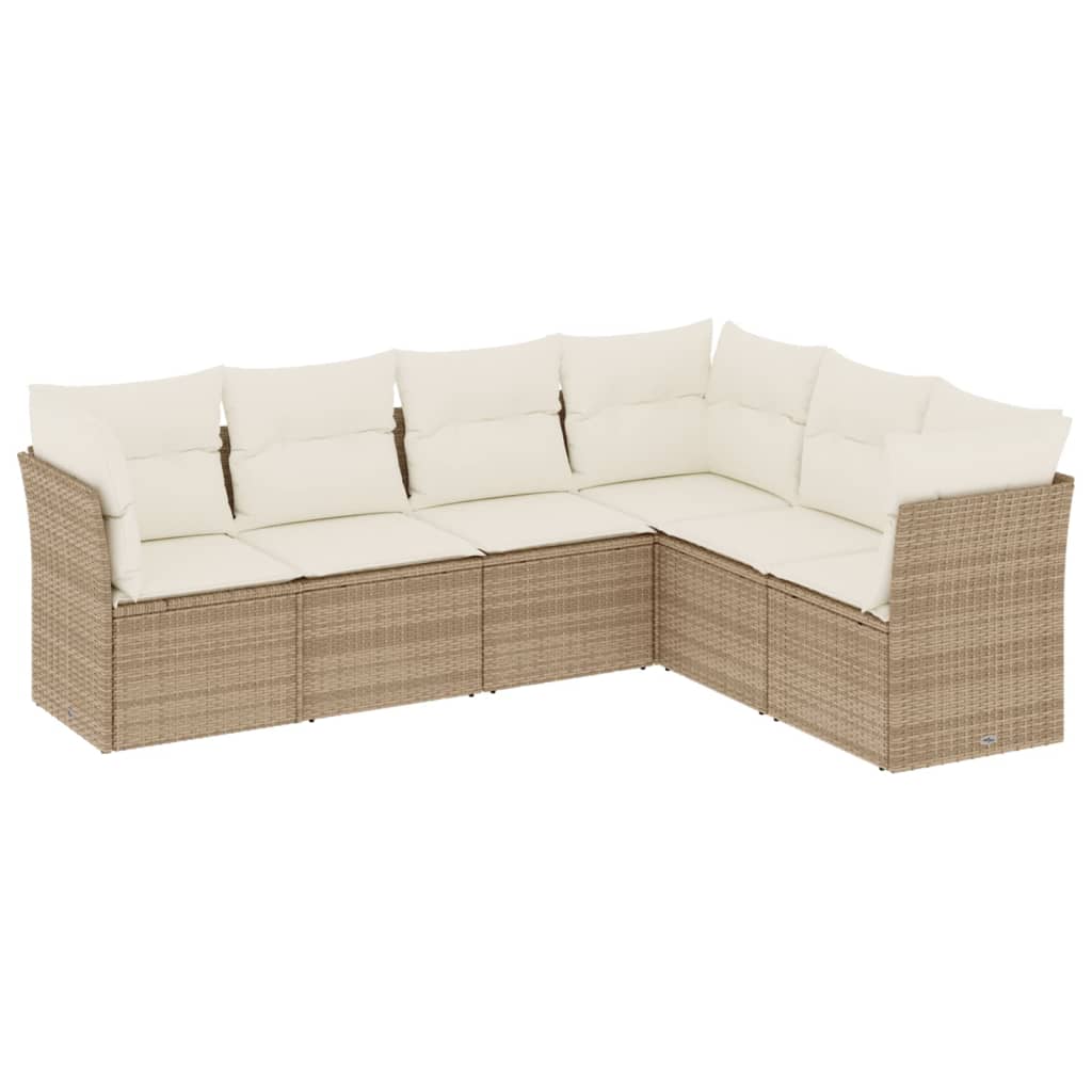 Set Divano da Giardino 6 pz con Cuscini Beige in Polyrattan 3249517