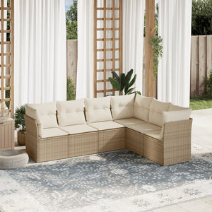 Set Divano da Giardino 6 pz con Cuscini Beige in Polyrattan 3249517