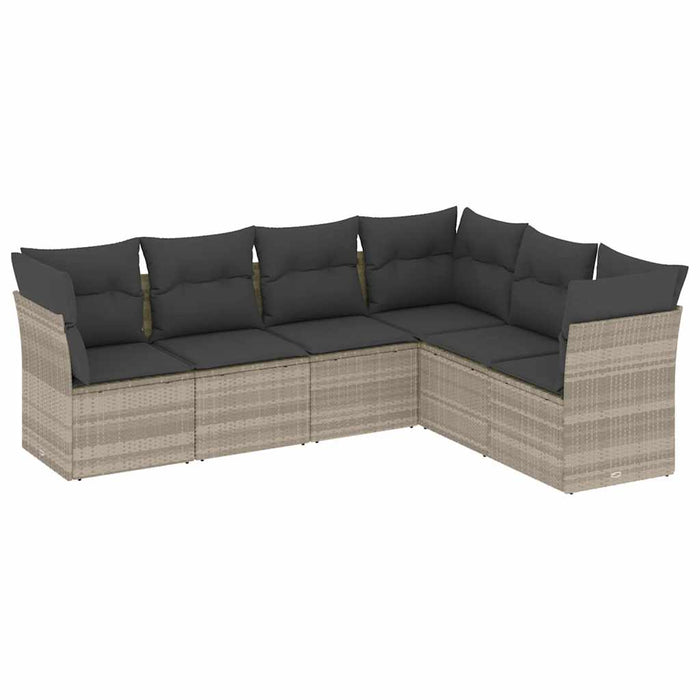 Set Divano da Giardino 6pz con Cuscini Grigio Chiaro Polyrattan 3249521