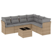 Set Divani da Giardino 7 pz con Cuscini Beige in Polyrattancod mxl 112757