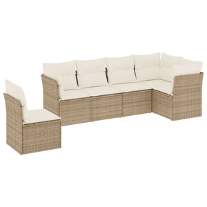 Set Divano da Giardino 6 pz con Cuscini Beige in Polyrattancod mxl 112521