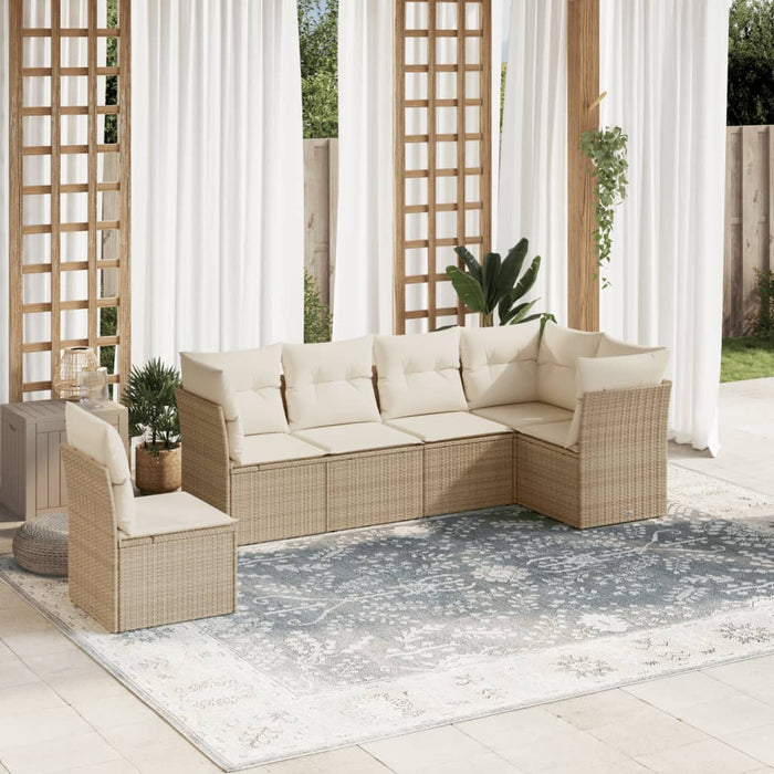 Set Divano da Giardino 6 pz con Cuscini Beige in Polyrattancod mxl 112521