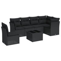 Set Divani da Giardino con Cuscini 7pz Nero Polyrattan 3249544