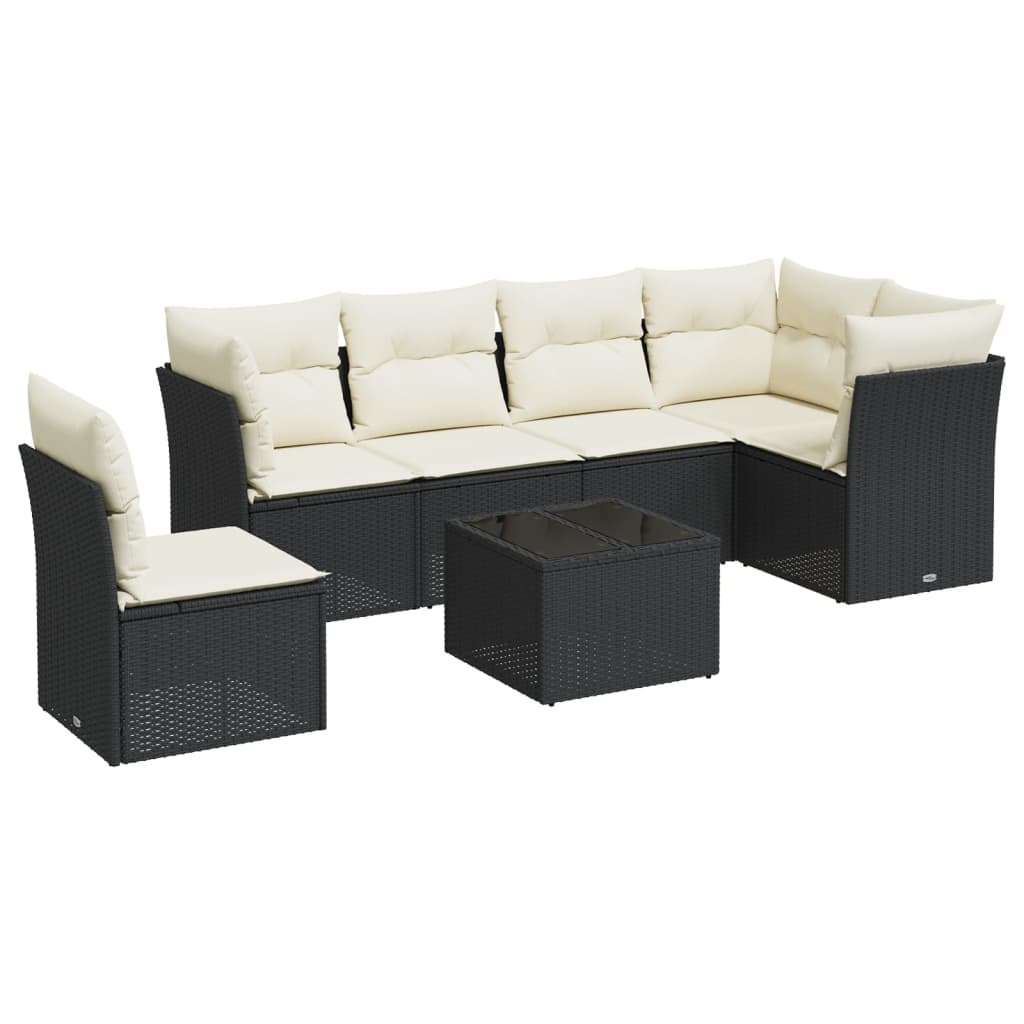 Set Divani da Giardino con Cuscini 7pz Nero Polyrattan 3249545