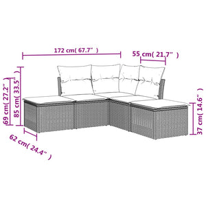 Set Divani da Giardino 5 pz con Cuscini in Polyrattan Nero 3249554