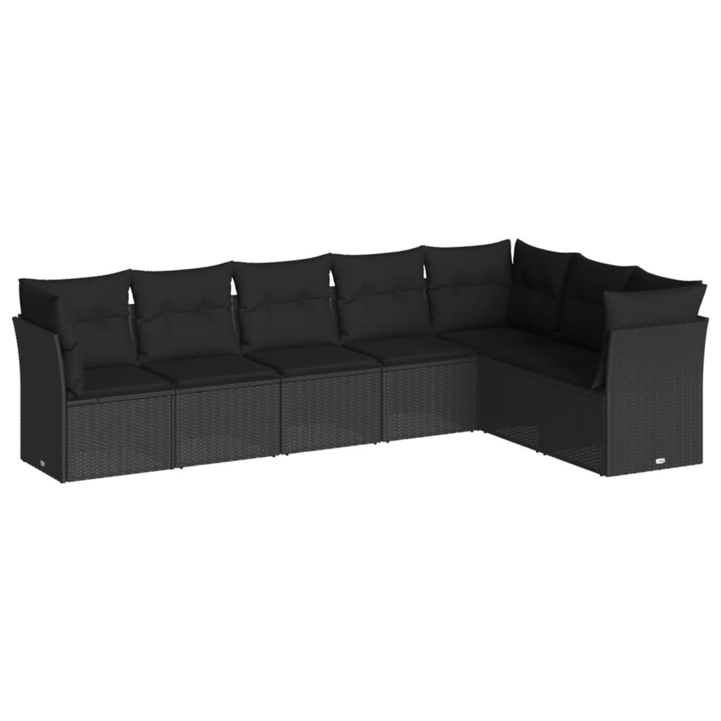 Set Divani da Giardino con Cuscini 7pz Nero Polyrattancod mxl 87513