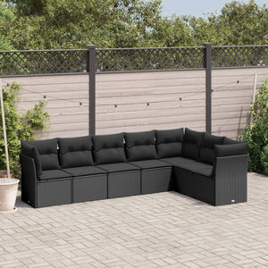 Set Divani da Giardino con Cuscini 7pz Nero Polyrattancod mxl 87513