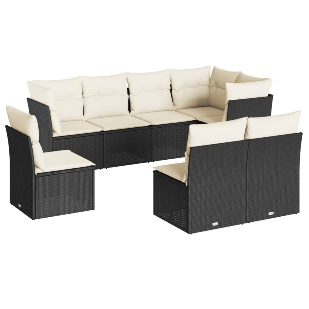 Set Divani da Giardino con Cuscini 8 pz Nero in Polyrattan 3249595