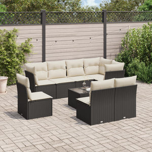 Set Divani da Giardino 9 pz con Cuscini Nero in Polyrattan 3249605