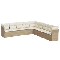 Set Divano da Giardino 9 pz con Cuscini Beige in Polyrattan 3249617