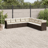 Set Divani da Giardino 9pz con Cuscini Marrone in Polyrattan 3249622