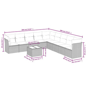 Set Divani da Giardino 10pz con Cuscini in Polyrattan Nerocod mxl 87241