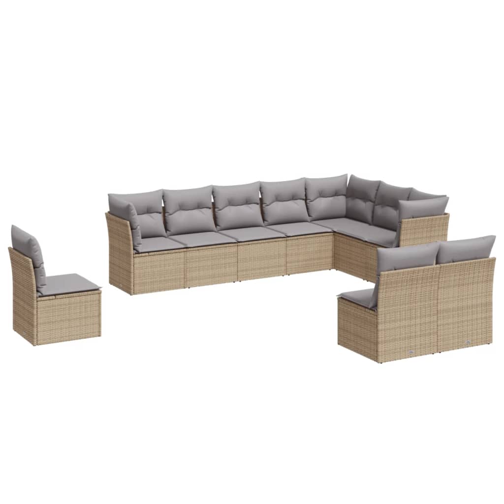 Set Divano da Giardino 10 pz con Cuscini Beige in Polyrattancod mxl 111996