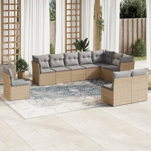 Set Divano da Giardino 10 pz con Cuscini Beige in Polyrattancod mxl 111996