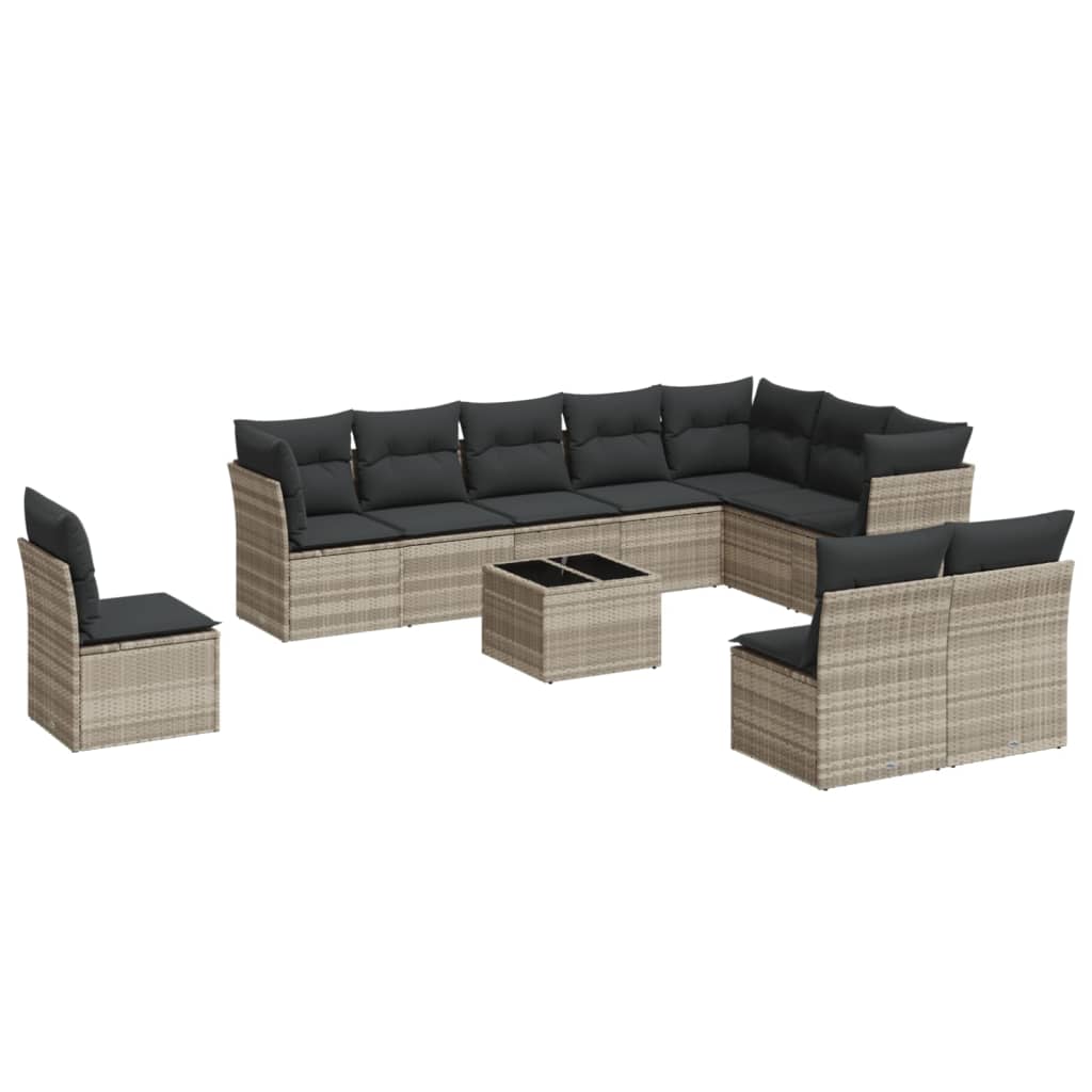 Set Divani da Giardino 11 pz con Cuscini in Polyrattan Grigio 3249651