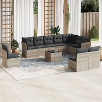 Set Divani da Giardino 11 pz con Cuscini in Polyrattan Grigio 3249651