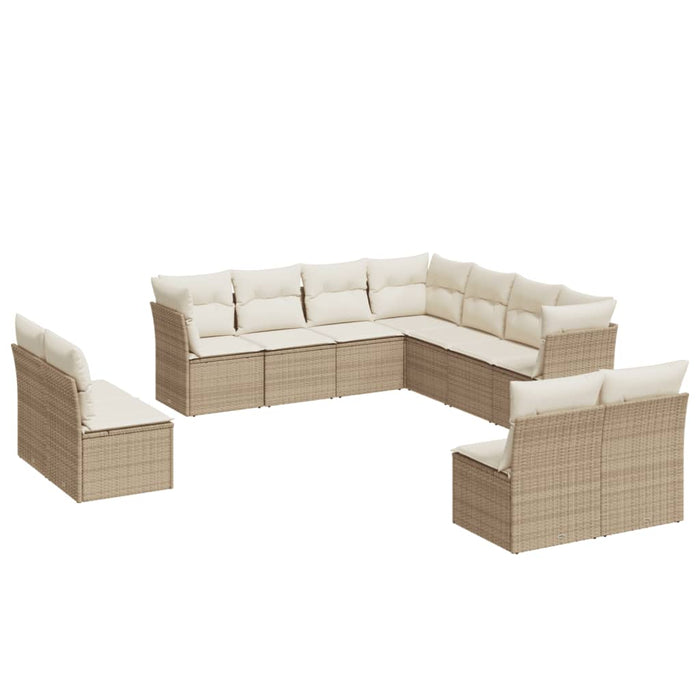 Set Divani da Giardino 11 pz con Cuscini Beige in Polyrattan 3249657