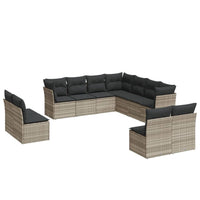 Set Divani da Giardino 11 pz con Cuscini in Polyrattan Grigio 3249661