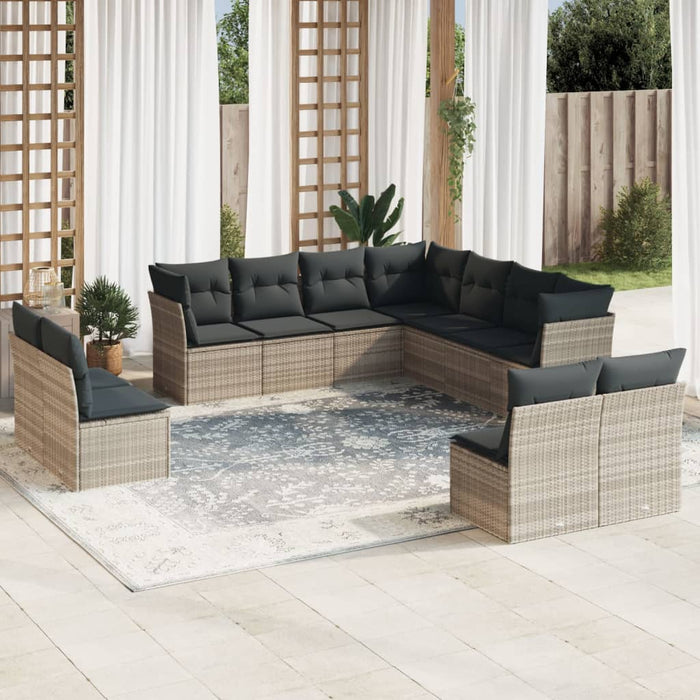 Set Divani da Giardino 11 pz con Cuscini in Polyrattan Grigio 3249661