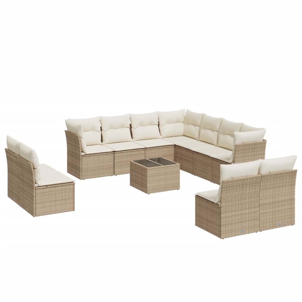 Set Divani da Giardino 12 pz con Cuscini Beige in Polyrattancod mxl 112622