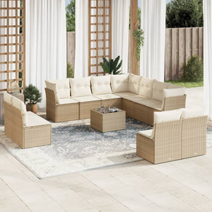 Set Divani da Giardino 12 pz con Cuscini Beige in Polyrattancod mxl 112622