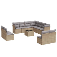 Set Divani da Giardino 12 pz con Cuscini Beige in Polyrattan 3249668