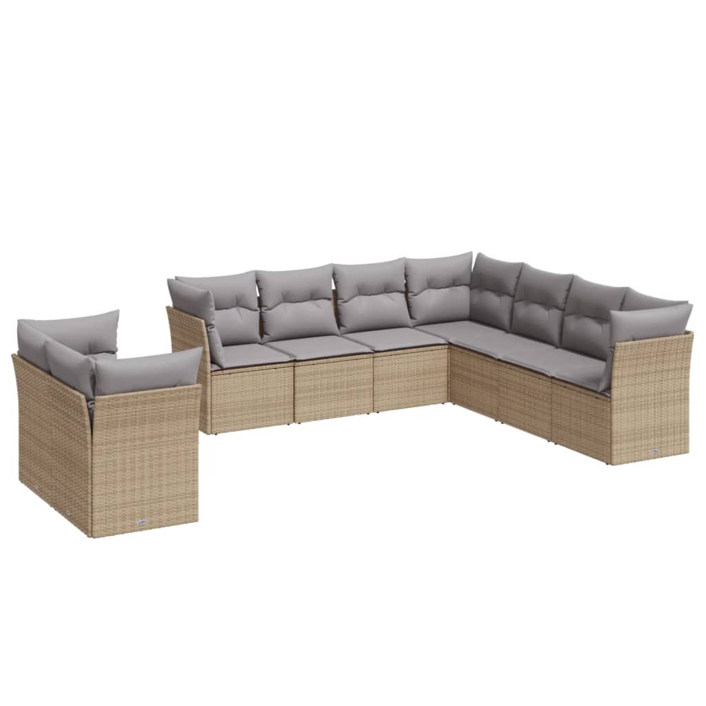 Set Divano da Giardino 9 pz con Cuscini Beige in Polyrattancod mxl 112039