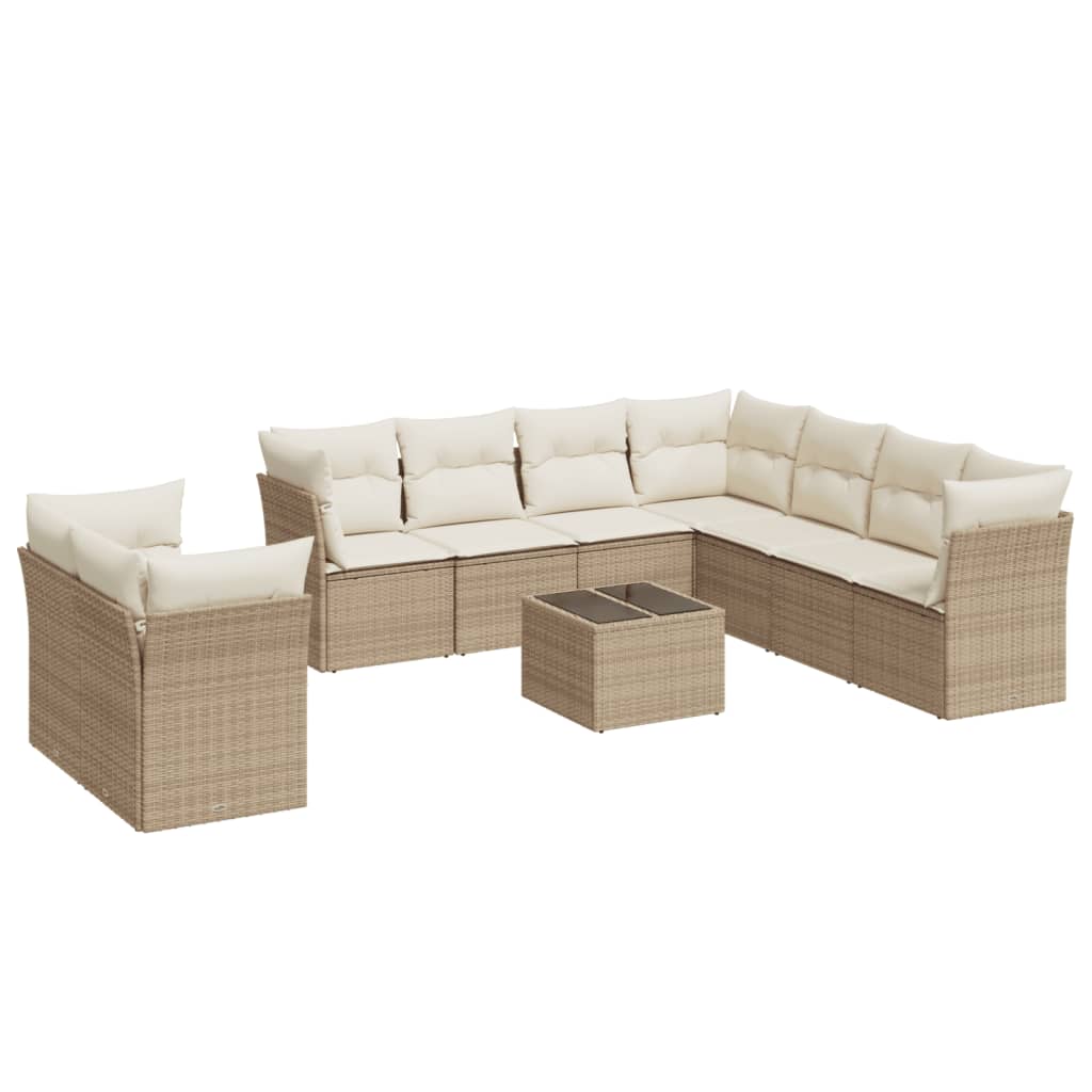 Set Divano da Giardino 10 pz con Cuscini Beige in Polyrattancod mxl 87402