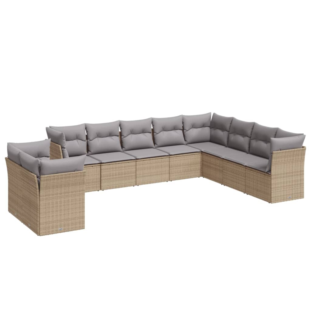 Set Divano da Giardino 10 pz con Cuscini Beige in Polyrattancod mxl 87303