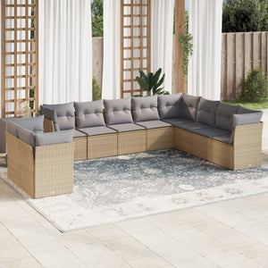 Set Divano da Giardino 10 pz con Cuscini Beige in Polyrattancod mxl 87303