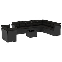 Set Divani da Giardino 11 pz con Cuscini in Polyrattan Nero 3249704