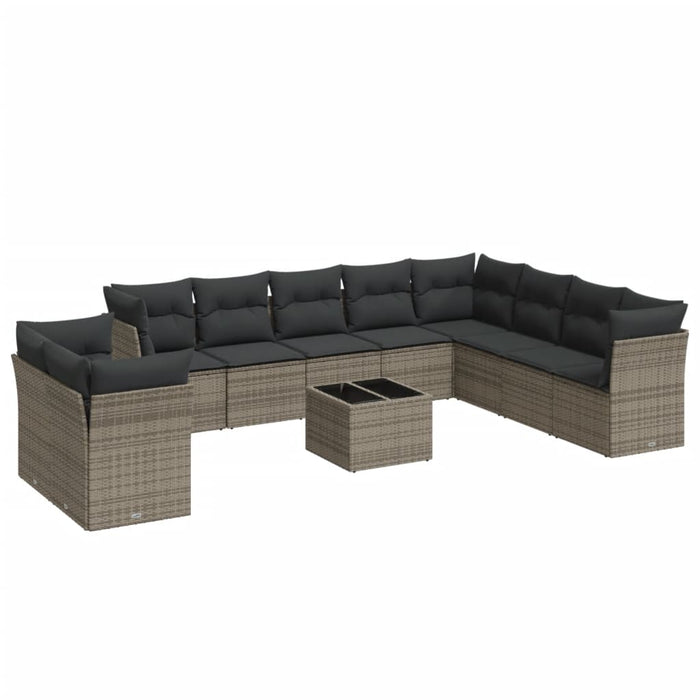 Set Divani da Giardino 11 pz con Cuscini in Polyrattan Grigio 3249709