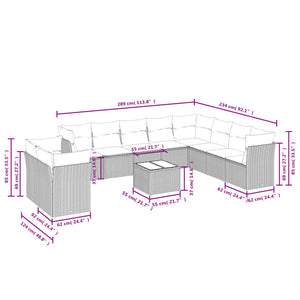 Set Divani da Giardino 11 pz con Cuscini in Polyrattan Grigiocod mxl 87302