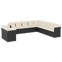 Set Divani da Giardino 11 pz con Cuscini in Polyrattan Nero 3249715