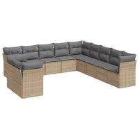 Set Divani da Giardino 11 pz con Cuscini Beige in Polyrattan 3249718