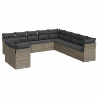 Set Divani da Giardino 11 pz con Cuscini in Polyrattan Grigio 3249719