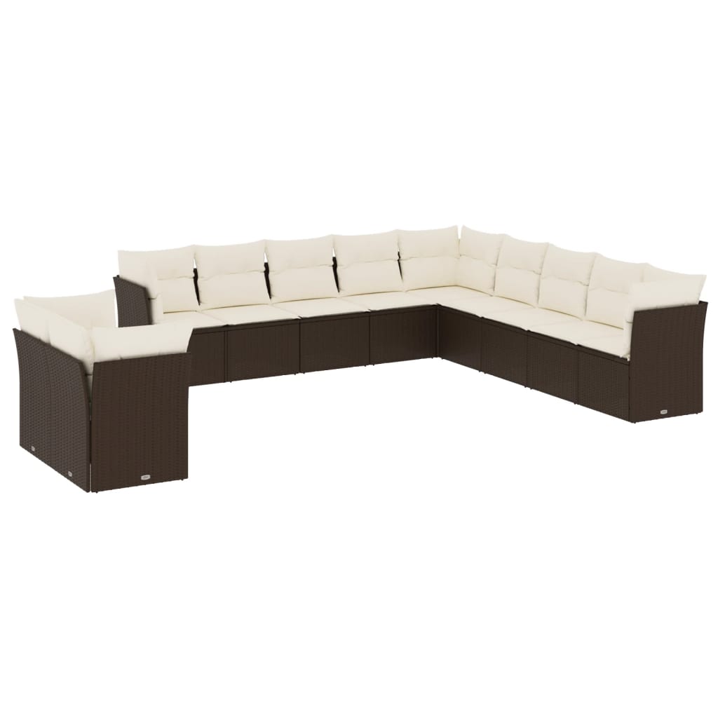 Set Divani da Giardino 11 pz con Cuscini Polyrattan Marronecod mxl 114156