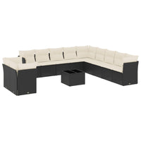 Set Divani da Giardino 12 pz con Cuscini Nero in Polyrattan 3249725