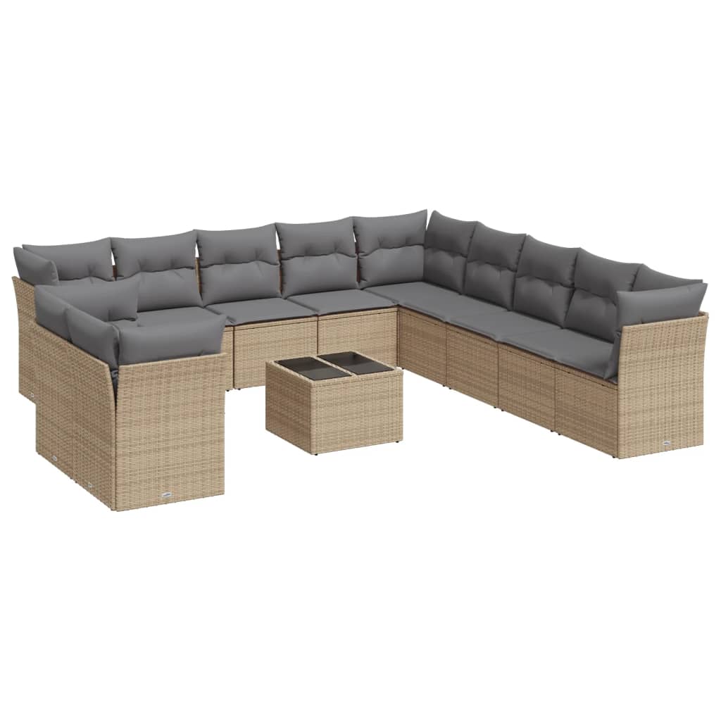 Set Divani da Giardino 12 pz con Cuscini Beige in Polyrattancod mxl 87251