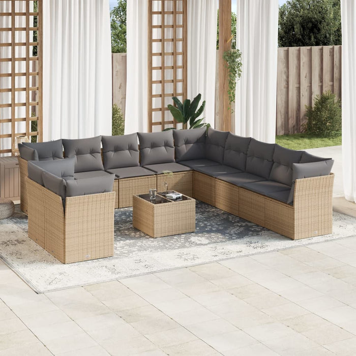 Set Divani da Giardino 12 pz con Cuscini Beige in Polyrattancod mxl 87251