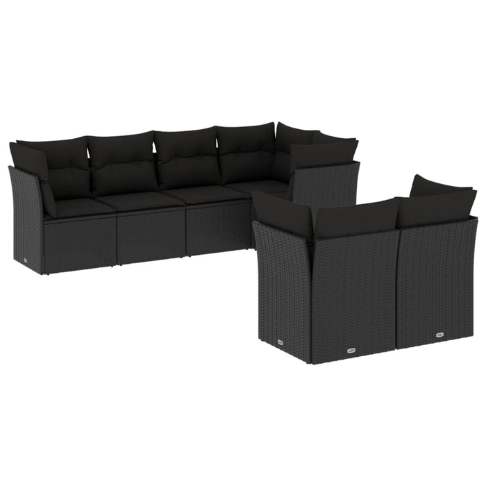 Set Divani da Giardino con Cuscini 7pz Nero Polyrattancod mxl 111801