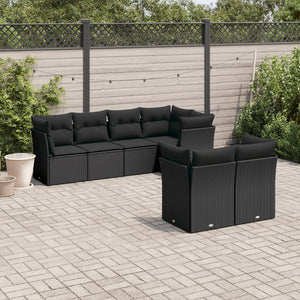 Set Divani da Giardino con Cuscini 7pz Nero Polyrattancod mxl 111801