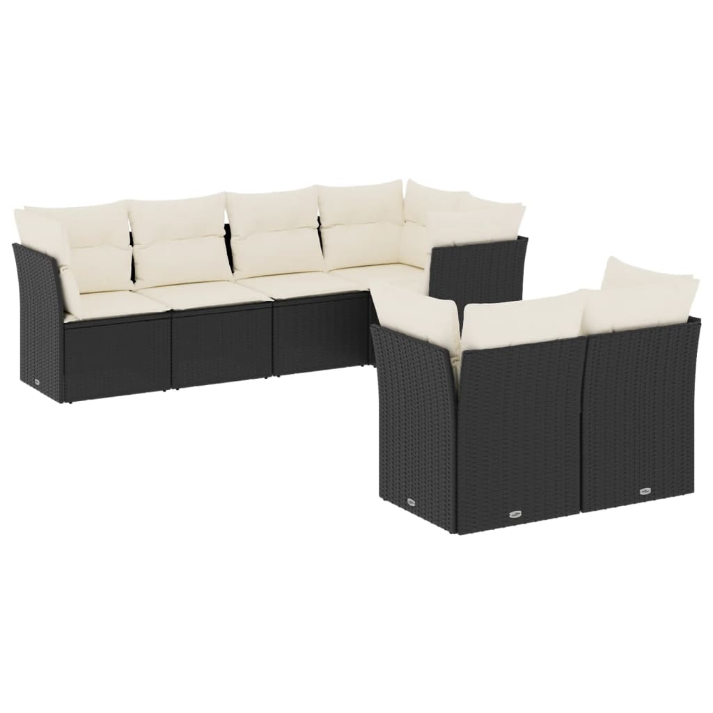 Set Divani da Giardino con Cuscini 7pz Nero Polyrattan 3249735