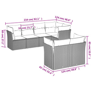 Set Divani da Giardino con Cuscini 7pz Nero Polyrattan 3249735