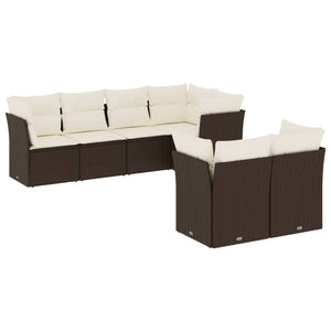 Set Divani da Giardino 7 pz con Cuscini Marrone in Polyrattancod mxl 87385