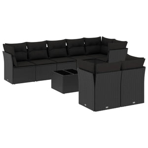 Set Divani da Giardino 9 pz con Cuscini Nero in Polyrattancod mxl 87190