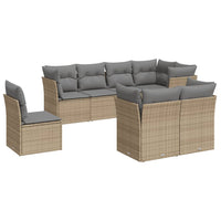 Set Divano da Giardino 8 pz con Cuscini Beige in Polyrattan 3249768