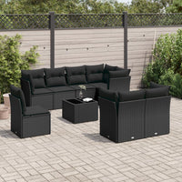 Set Divani da Giardino 9 pz con Cuscini Nero in Polyrattancod mxl 111223