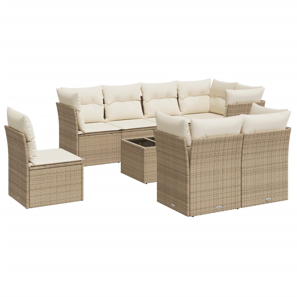 Set Divano da Giardino 9 pz con Cuscini Beige in Polyrattancod mxl 87186