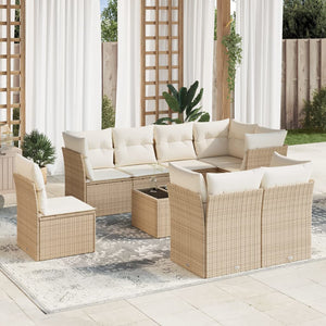 Set Divano da Giardino 9 pz con Cuscini Beige in Polyrattancod mxl 87186